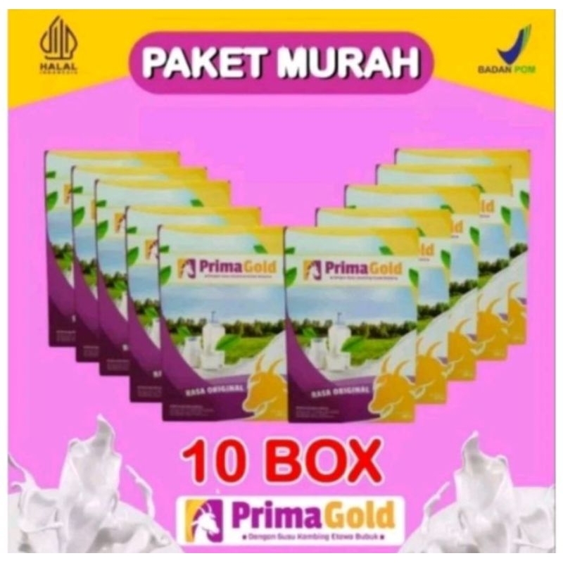

10 Box Prima Gold Susu Kambing Etawa Bubuk Original Murah Terlaris atasi Sesak Nafas