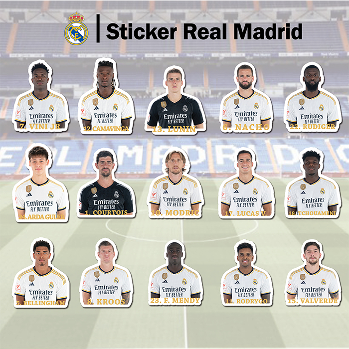 

STICKER REAL MADRID, die cut sticker, 15 lembar.