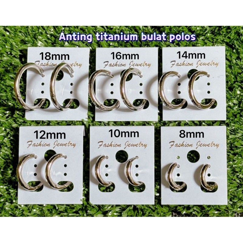 Anting titanium bulat polos silver
