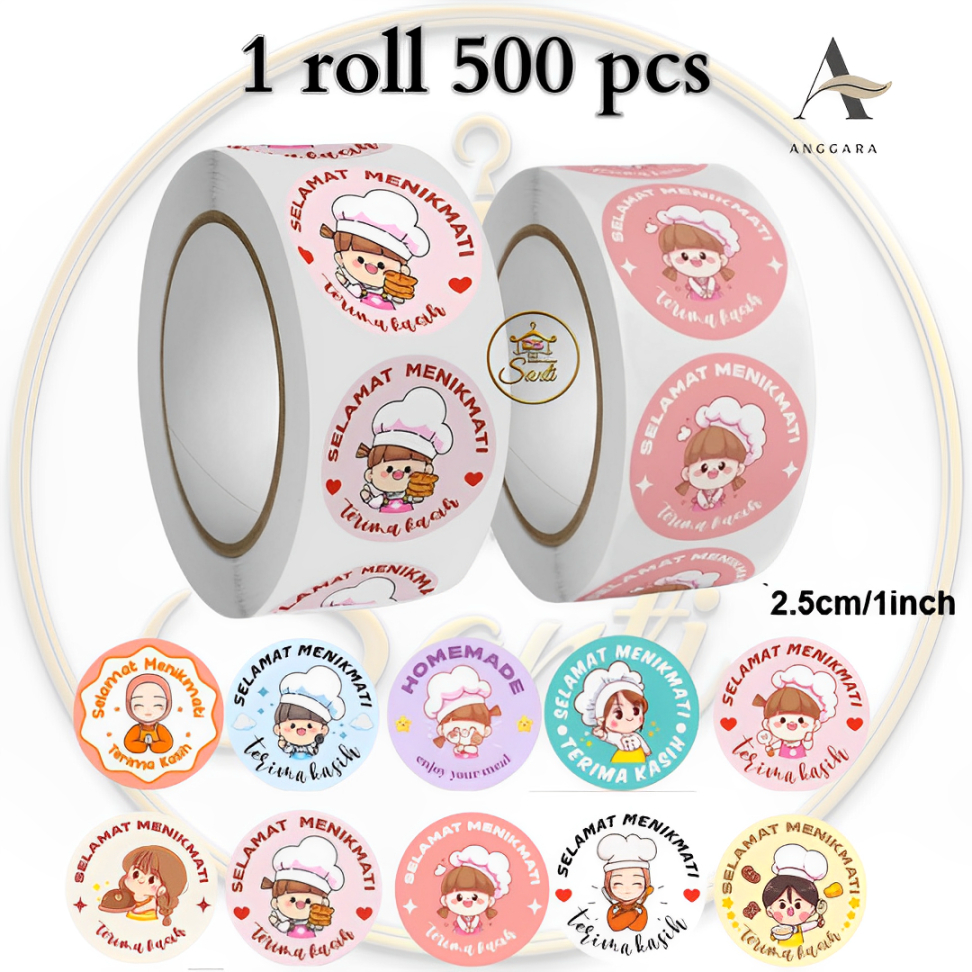 

Stiker Selamat Menikmati 1 Roll 500 Pcs Sticker Bulat Roll Makanan Kue Label 2.5 cm