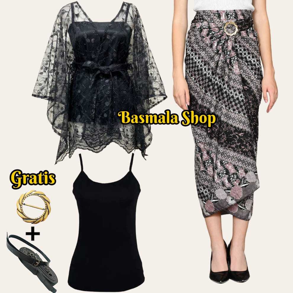 One set outer brokat | outer brokat kondangan kekinian | outer brokat premium / satuset outer dan li