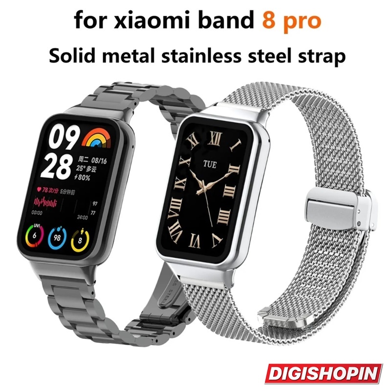 Mijobs Strap Mi band 8 Pro Tali Pengganti Xiaomi Smart Band 8 Pro Stainless Steel Strap Mi Band 8 Pr