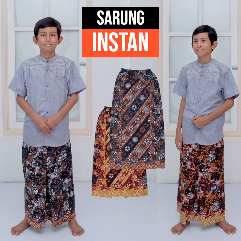 Sarung instan anak tinggal pakai langsung jadi tanpa ribet motif batik Gus Kautsar sarung anak model