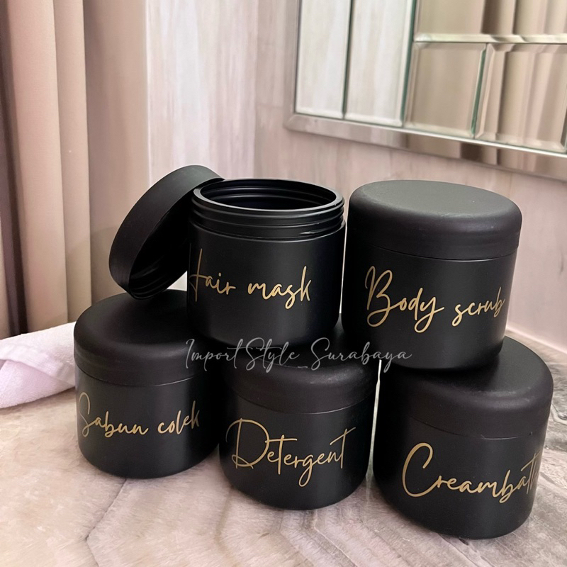 TEMPAT LULUR HITAM JAR 500ML GOLD NEW . wadah sabun colek hair mask body scrub bisa custom aesthetic