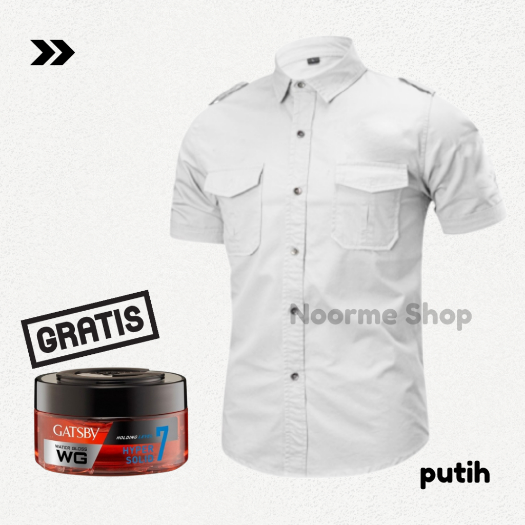 Baju PDH Pria Lengan Pendek Putih Polos S M L XL XXL XXXL 4L 5L - Baju Kerja Pria