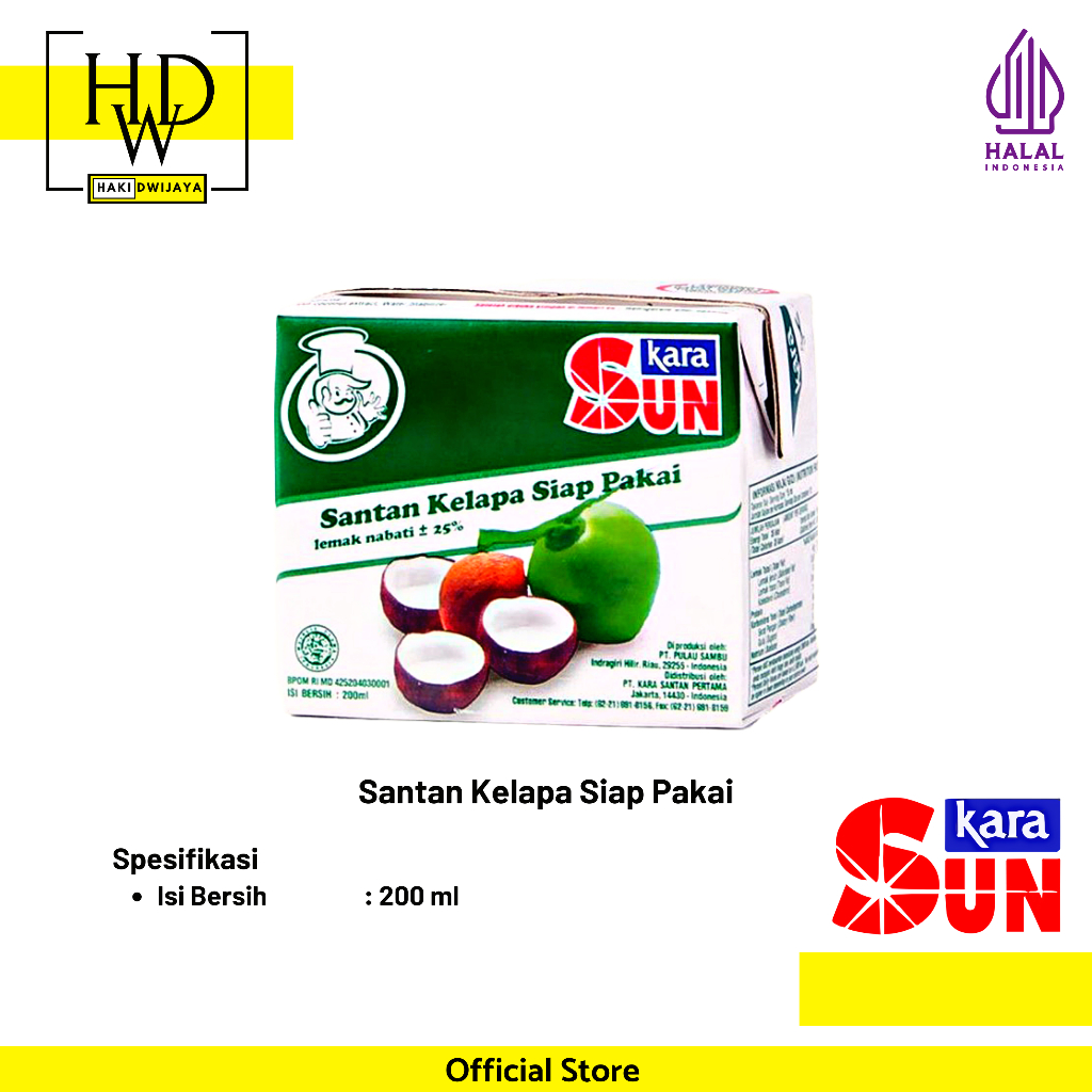 

Sun Kara Santan Kelapa / Coconut Cream 200ml