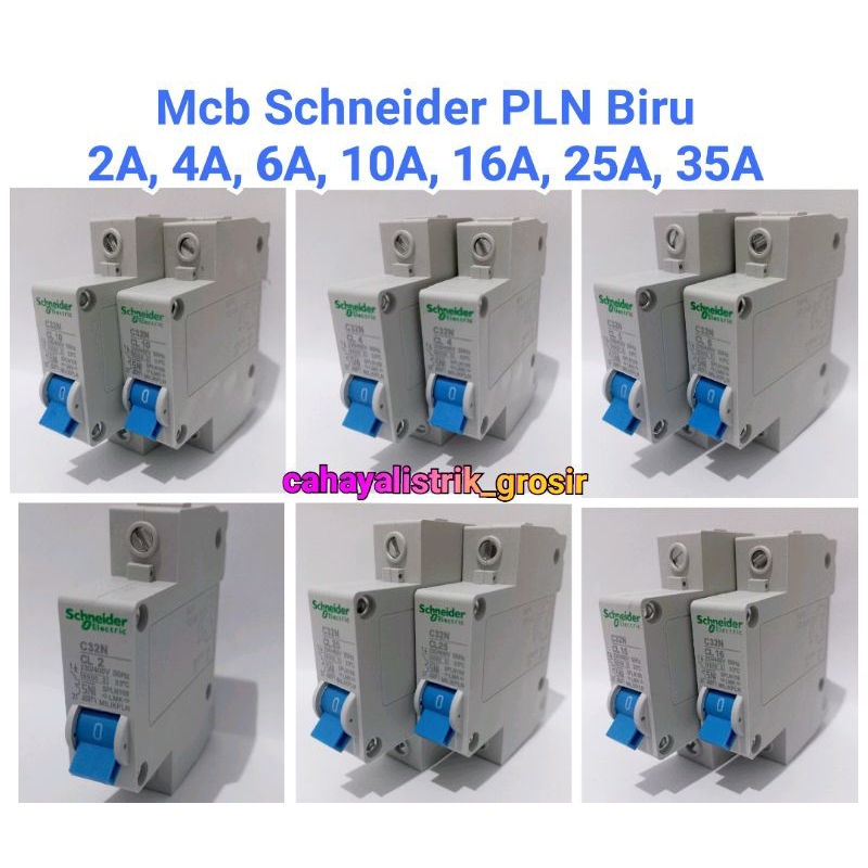 Schneider Mcb Sneder/Mcb Sneider/Mcb PLN Mcb Biru 2A, 4A, 6A, 10A, 16A, 25A, 35 A