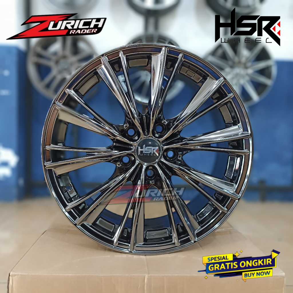 Velg Mobil Ring 17 HSR WX R17X7,5 H5X114,3 Black Chrome Buat Ertiga Civic Hrv Brv Innova Terios Rush