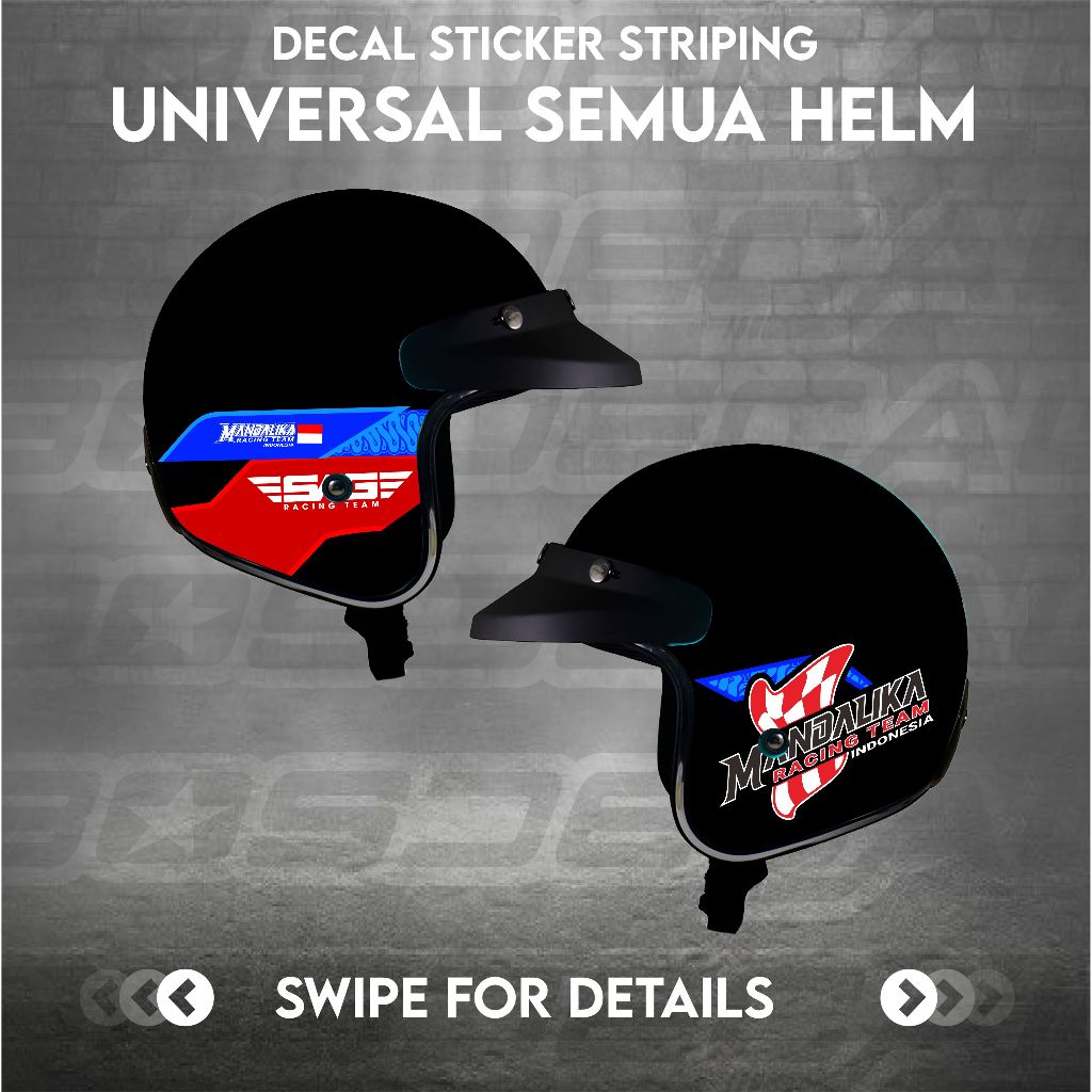 STIKER HELM BOGO STRIPING UNIVERSAL FULL SET MOTIF MANDALIKA