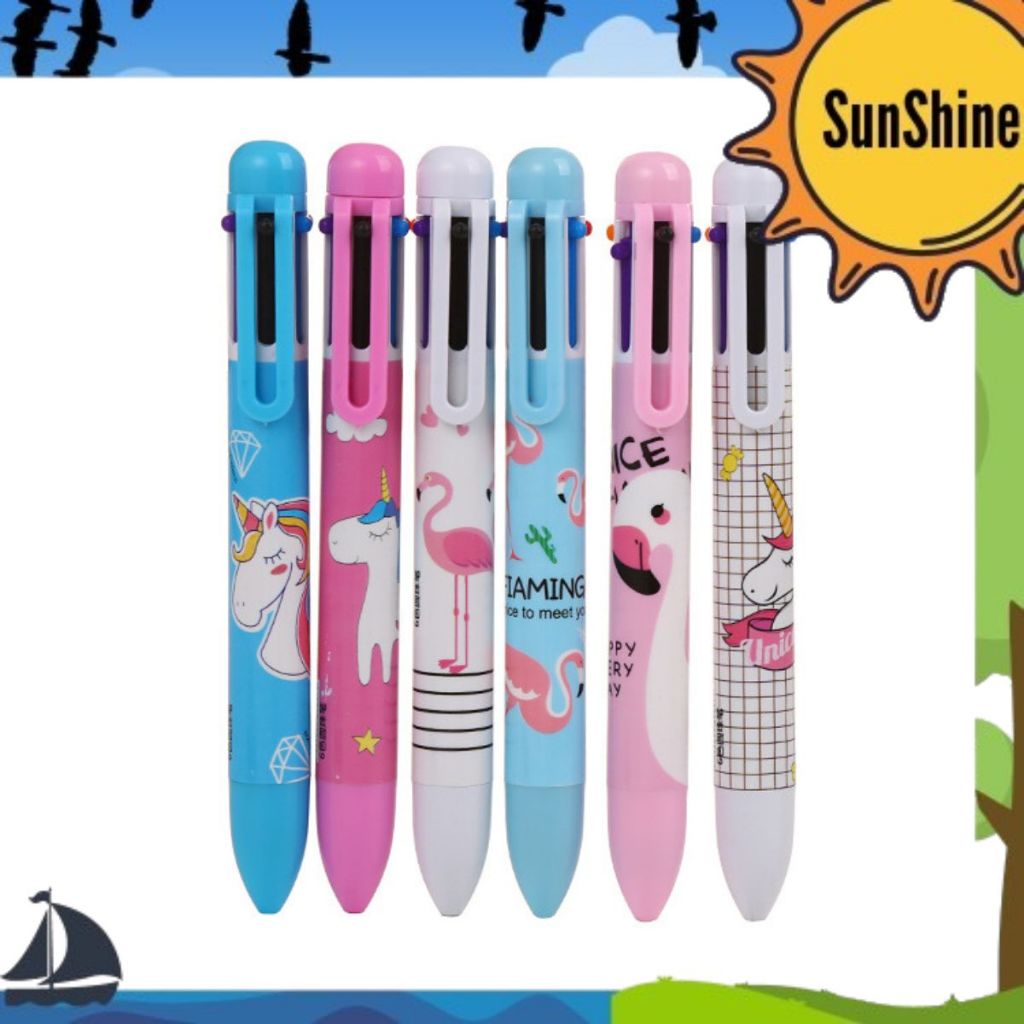 

✨ Sunshine Fancy ✨ Pena - Pulpen Mekanik 6 in 1 Unicorn & Bangau S9005