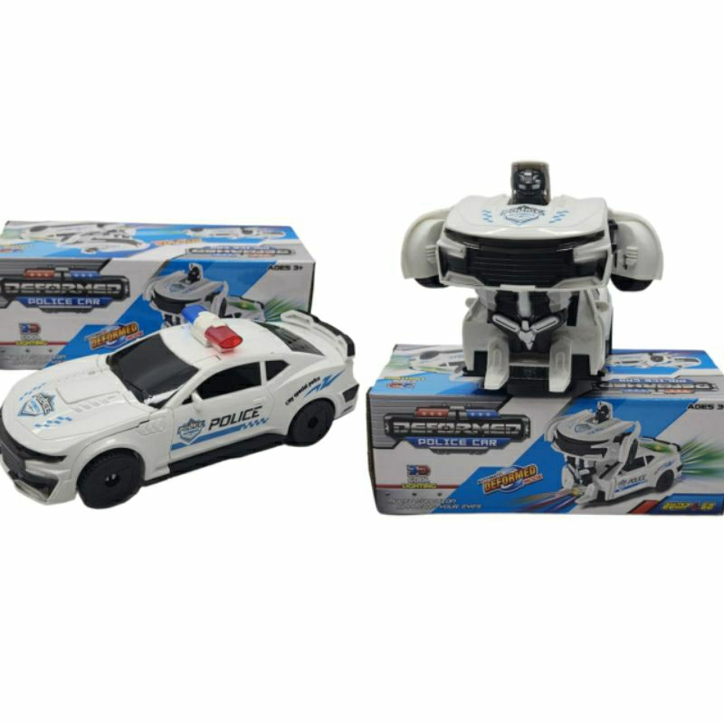 Mainan mobil robot police car Bump & Go / mainan deformed police car 2 in 1 berubah jadi robot