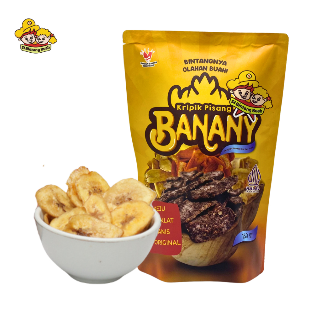 

(Rasa Manis) Banany Keripik Pisang Kepok Kemasan Pouch - SI Bintang Buah - Oleh-Oleh Khas Lampung (150 Gram)