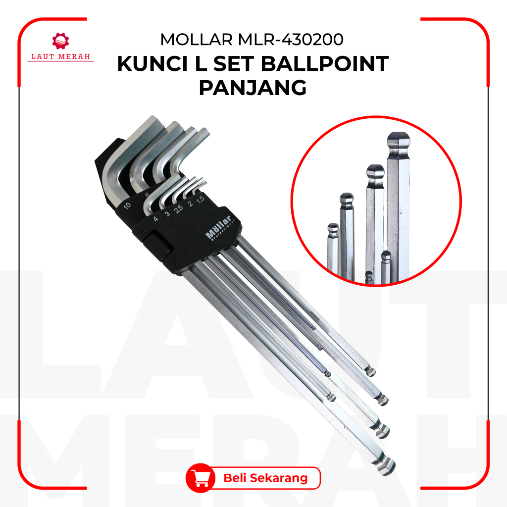Kunci L set panjang ballpoint / Bintang / Hex Mollar