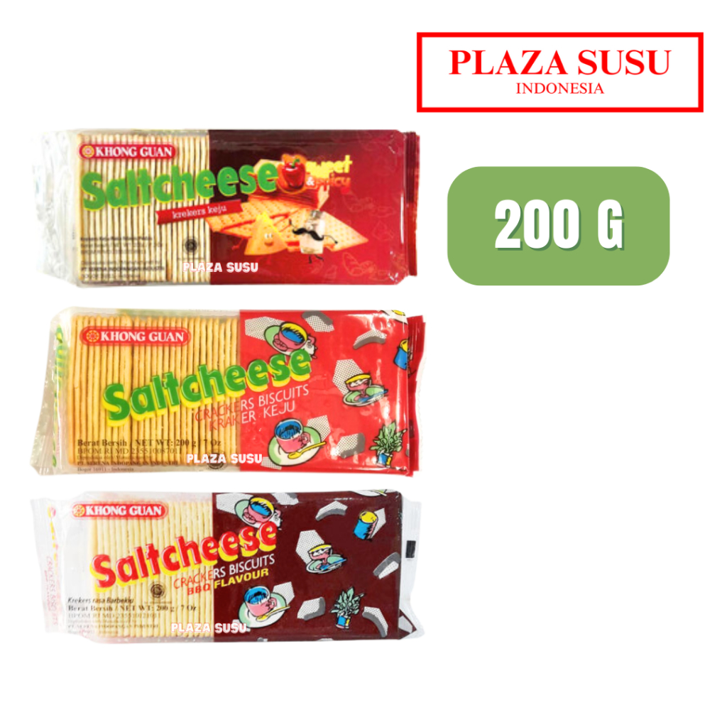 

KHONG GUAN SALTCHEESE CRACKERS BISCUIT 200 G KRAKER KEJU SWEET SPICY BBQ ROTI KERING CAMILAN SALT CHEESE COMBO