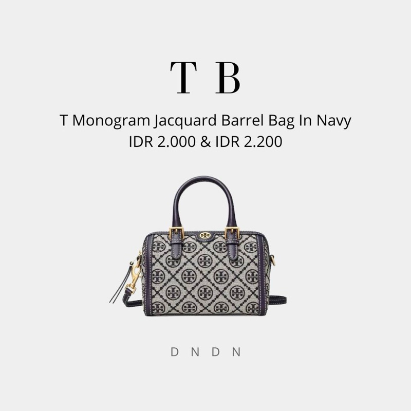 T Monogram Jacquard Barrel Bag In Navy