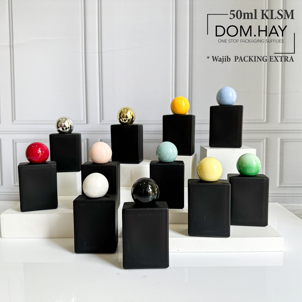 50ml KLSM Hitam Doff Bola Botol Parfum Semi Press Kaca Parfume Minyak Wangi Fragrance