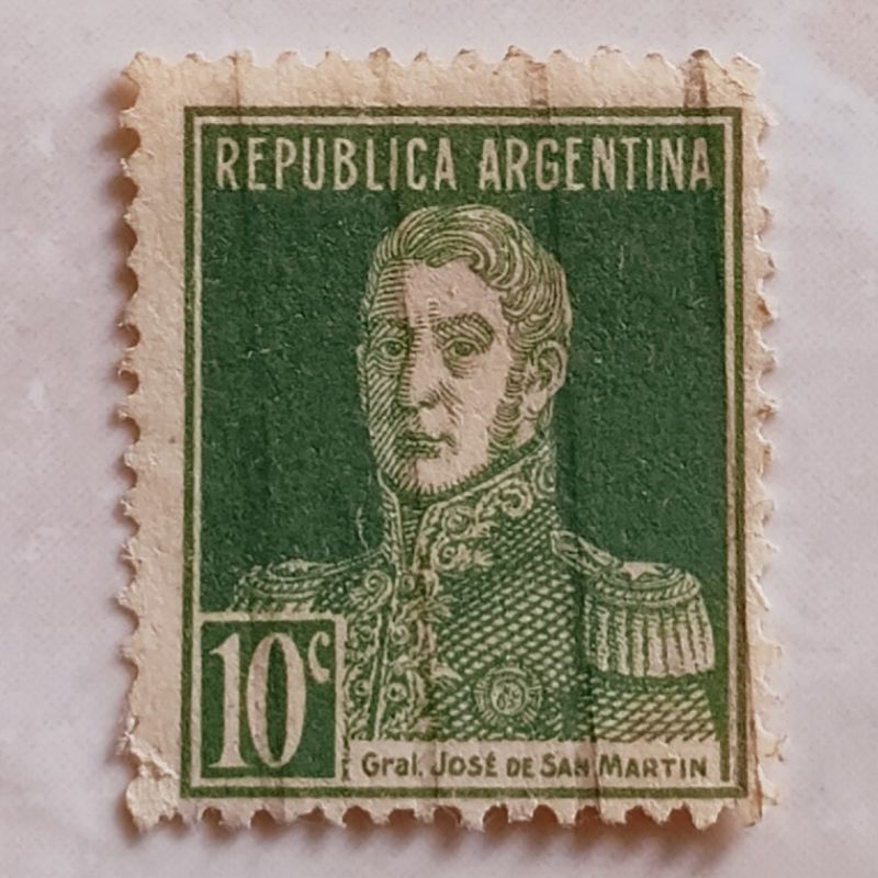 

(AD) Perangko Argentina 1927 General San Martín - Wmk AP - José Francisco de San Martín (1778-1850) 10 centavo Used
