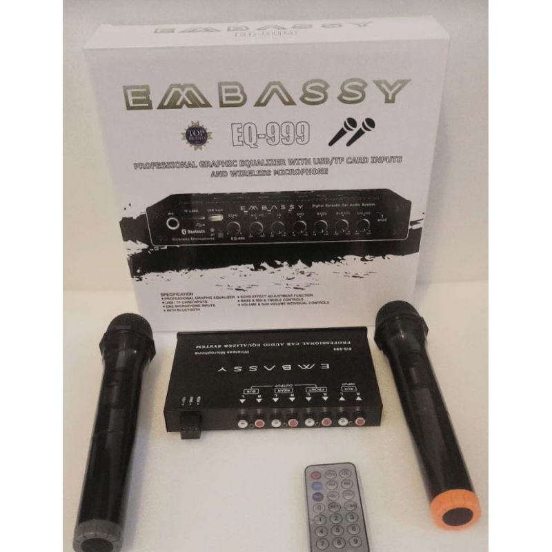 Parametrik equalizer EMBASSY EQ-999 bluetooth karaoke 2 mic wireless pre amp EMBASSY EQ-999 bluetoot