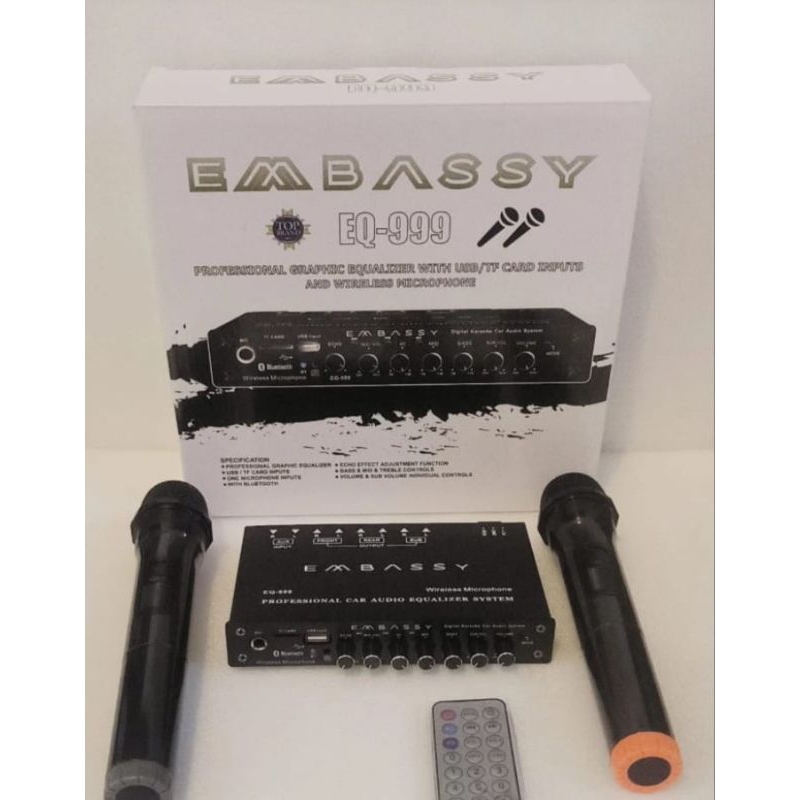 Parametrik Equalizer EMBASSY EQ-999 BLUETOOTH karaoke 2 mic wireless pre amp Embassy EQ-999 bluetoot