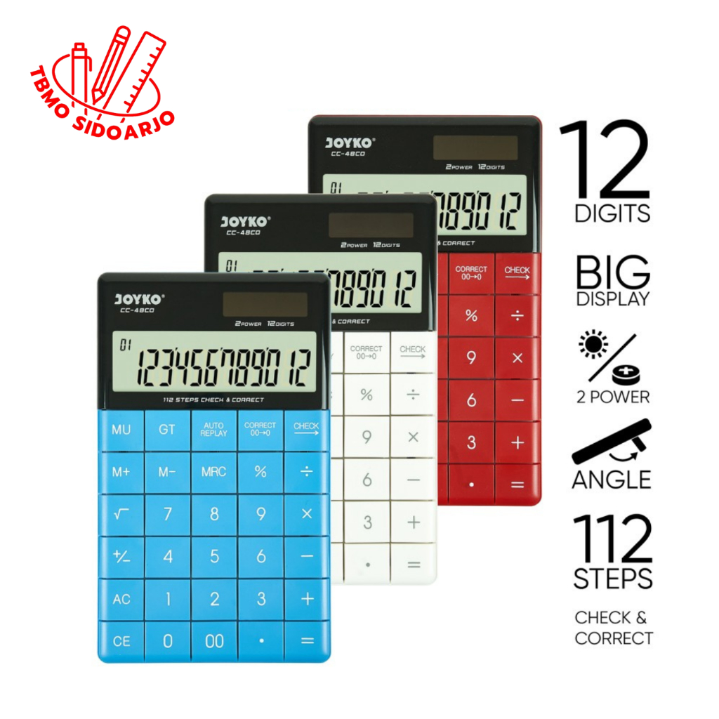 

TBMO Calculator Kalkulator Joyko CC-48CO 12 Digits Check Correct