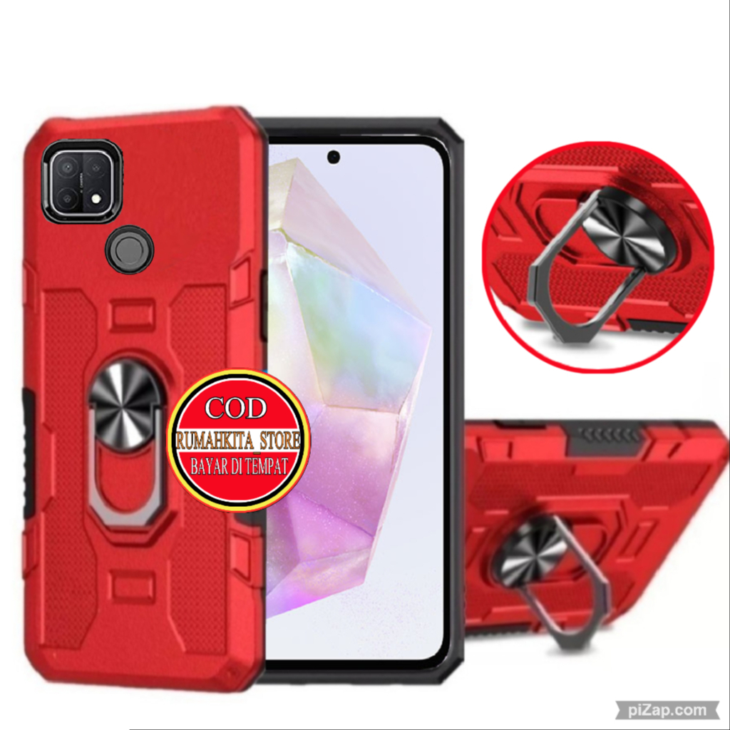 Case OPPO A15/A15s NEW Soft Case Robot Hit EYE Ring Standing Hard Case Carbon