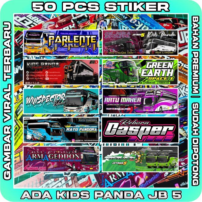 

50 Pcs STICKER BUS BASURI PANJANG VINYL
