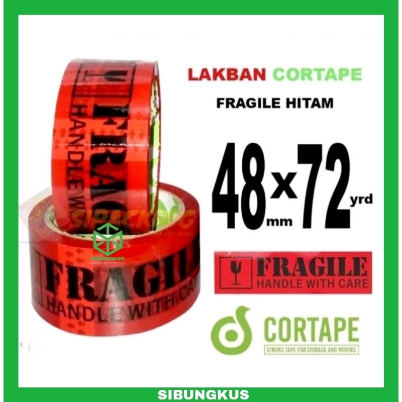 

LAKBAN FRAGILE MERAH ISOLASI FRAGILE MERAH HITAM SELOTIP CORTAPE 48MM