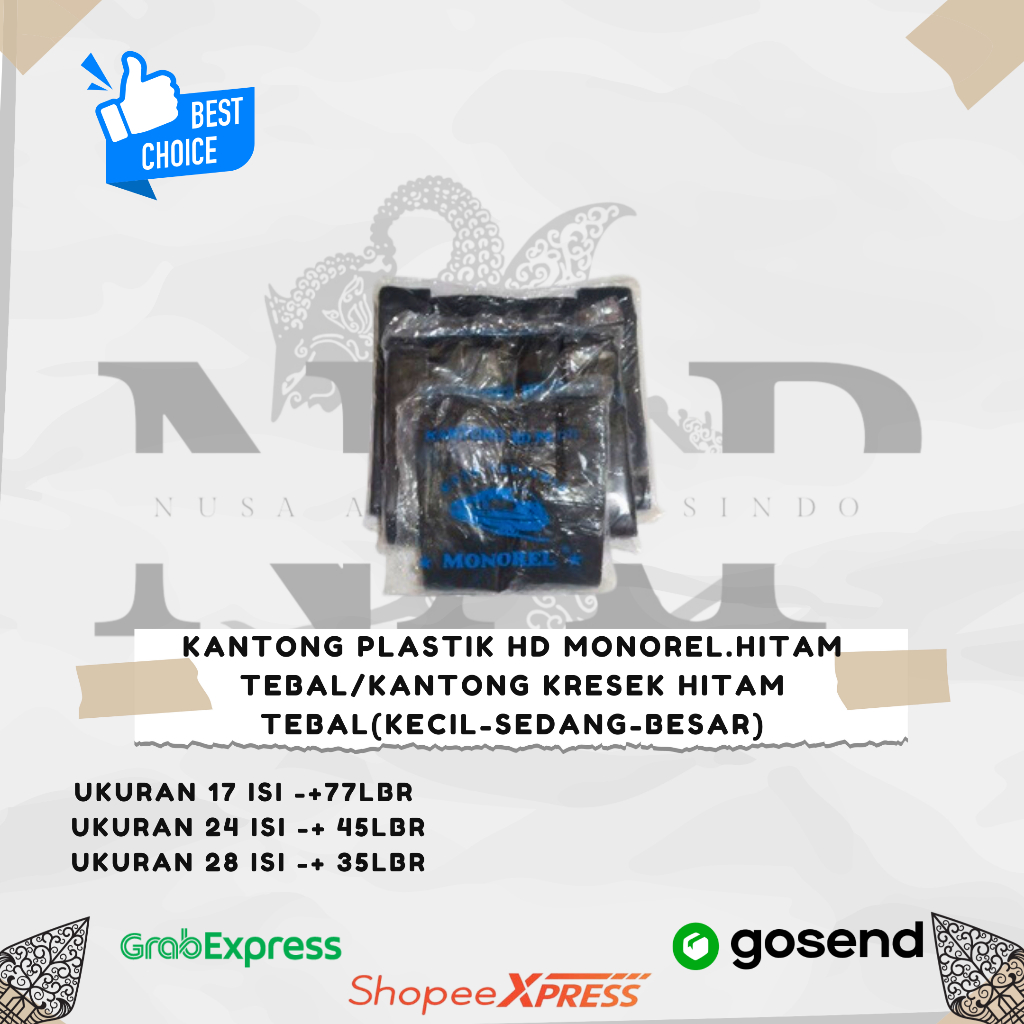 Kantong Plastik HD Monorel.Hitam Tebal/Kantong Kresek Hitam Tebal(kecil-sedang-Besar)