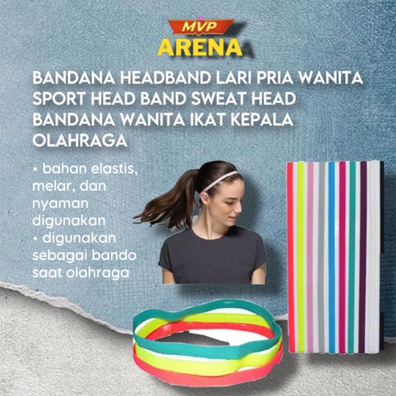 Bandana Headband Lari Pria wanita Sport Head Band Sweat Head Bandana Wanita Ikat Kepala Olahraga