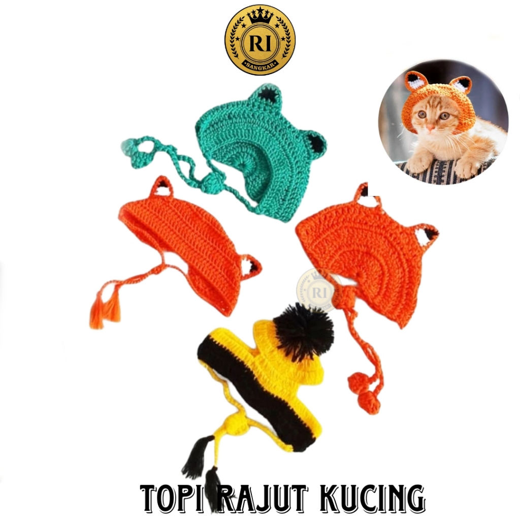 Topi Kucing Rajut Motif Karakter