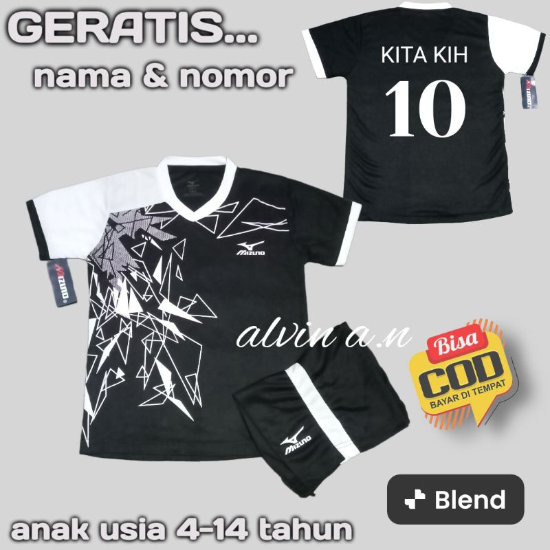GRATIS CUSTOM NAMA DAN NOMOR PUNGGUNG PAKAIAN OLAHRAGA ANAK BAJU VOLLY ANAK SD/SMP
