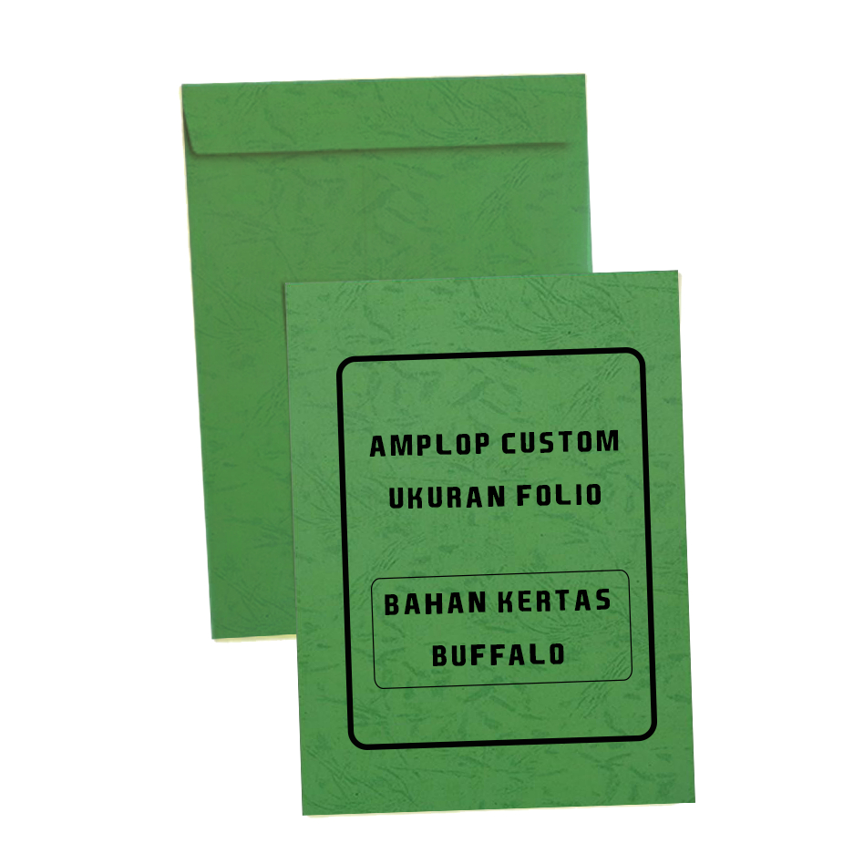 

AMPLOP CUSTOM, BAHAN BUFFALO, UKURAN FOLIO, MIN ORDER 50 PCS