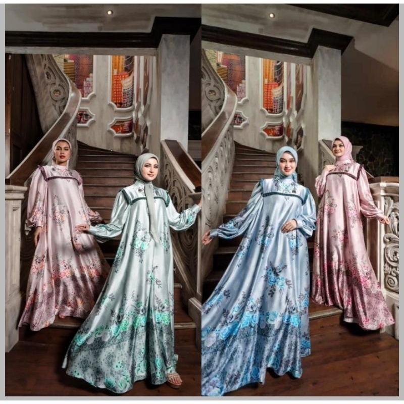 Shellasaukia Gamis Terbaru  set hijab flower ORI brand SS