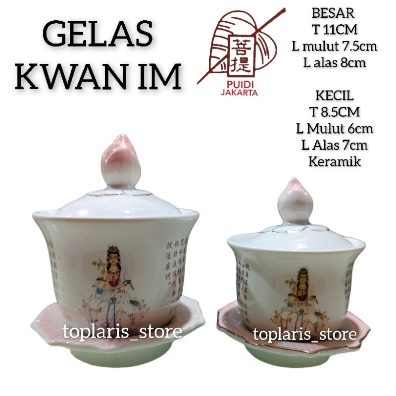 Gelas Sembahyang Kwan Im Putih Keramik Import