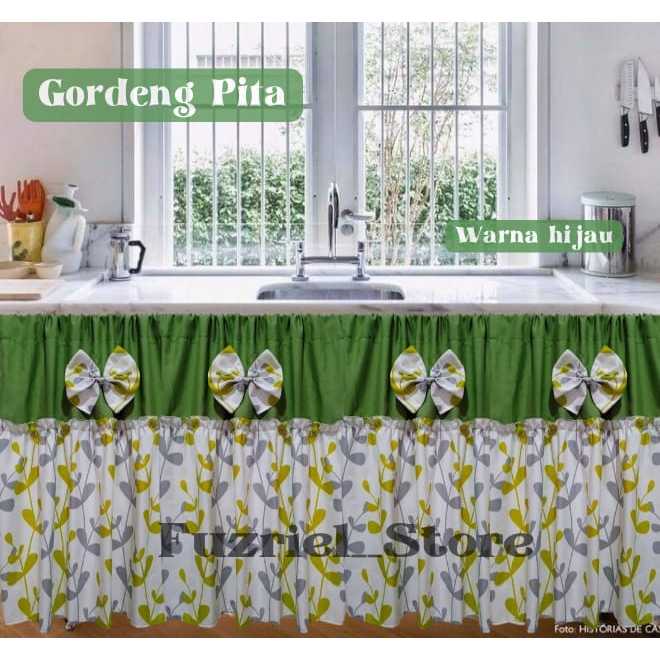 (premium) Gorden kolong dapur pita l Gorden kolong dapur minimalis I Tirai kolong