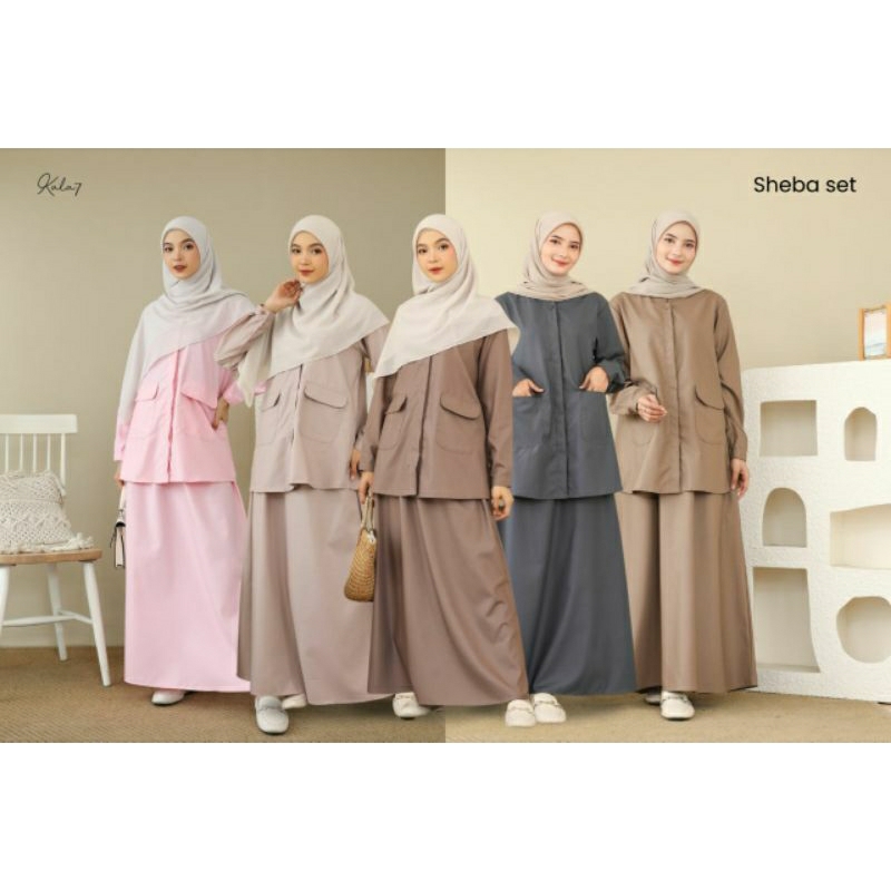 Kala 7 Sheba One Set Kantor Baju & Rok Polos Bahan Katun Toyobo Size S-XL