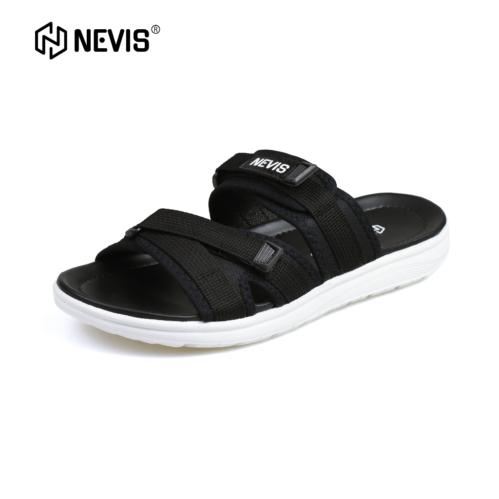 NEVIS Sandal Pria Slop Slide Vortiz Hitam / Putih