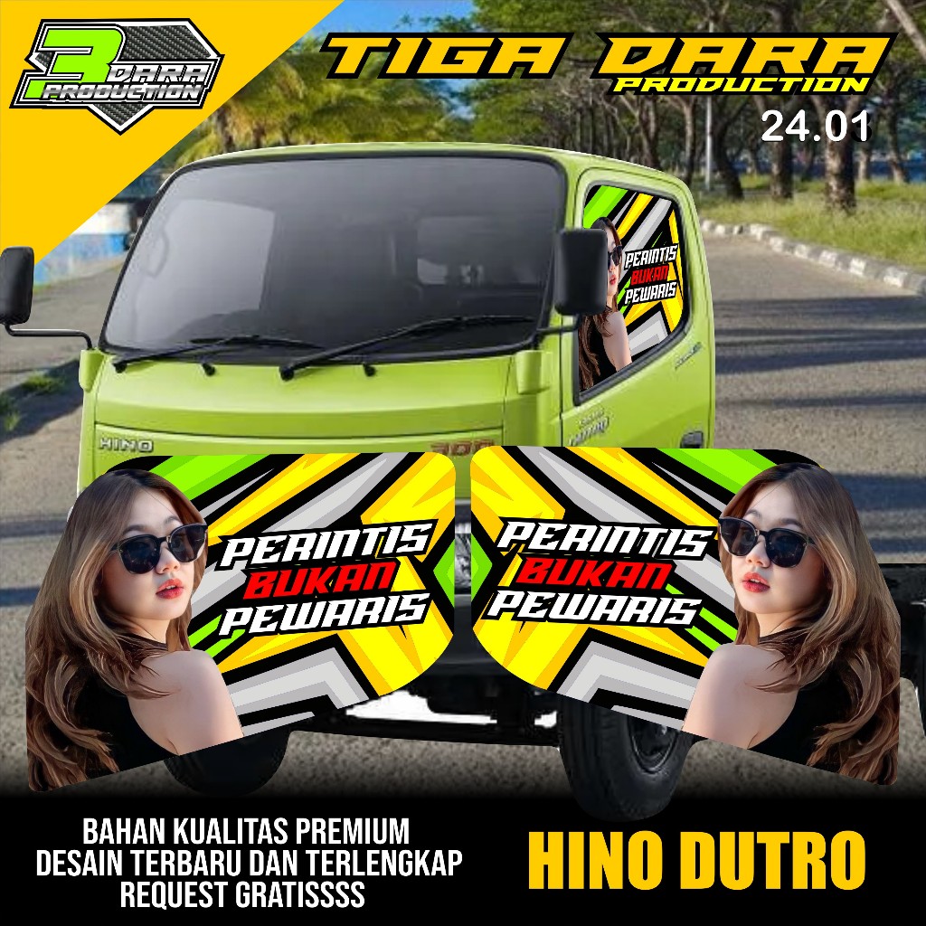 STIKER ONE WAY KACA SAMPING TRUK HINO DUTRO STIKER KACA TRUK HINO DESAIN TERBARU KEREN KODE 24.01