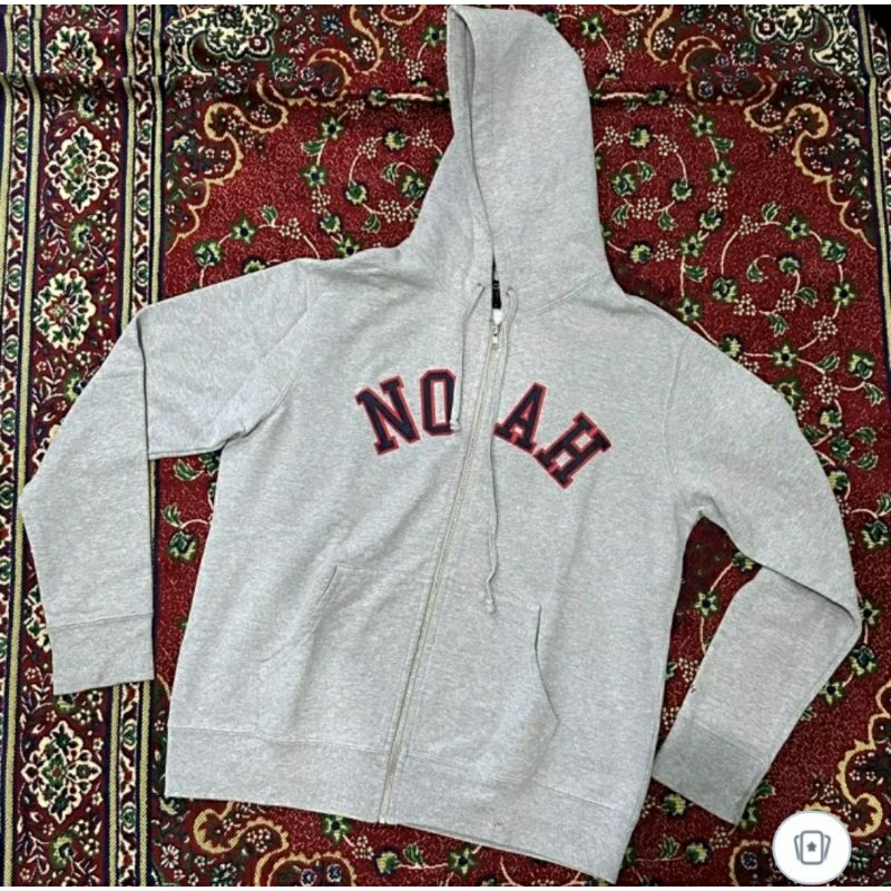Noah Logo Zip Hoodie Grey