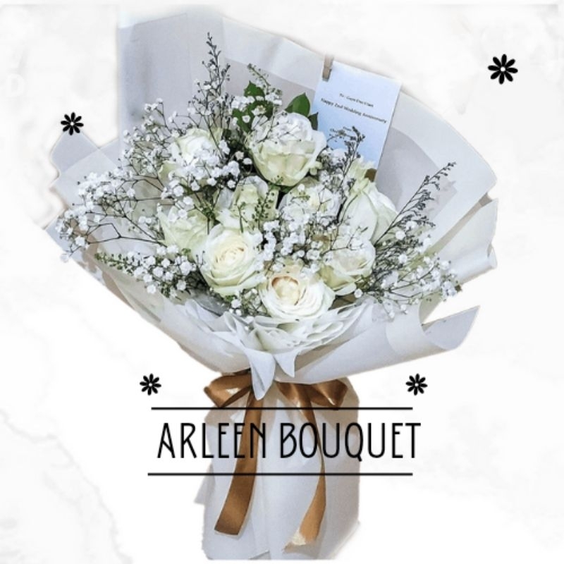 WHITE ROSES-MAWAR PUTIH 10 TANGKAI