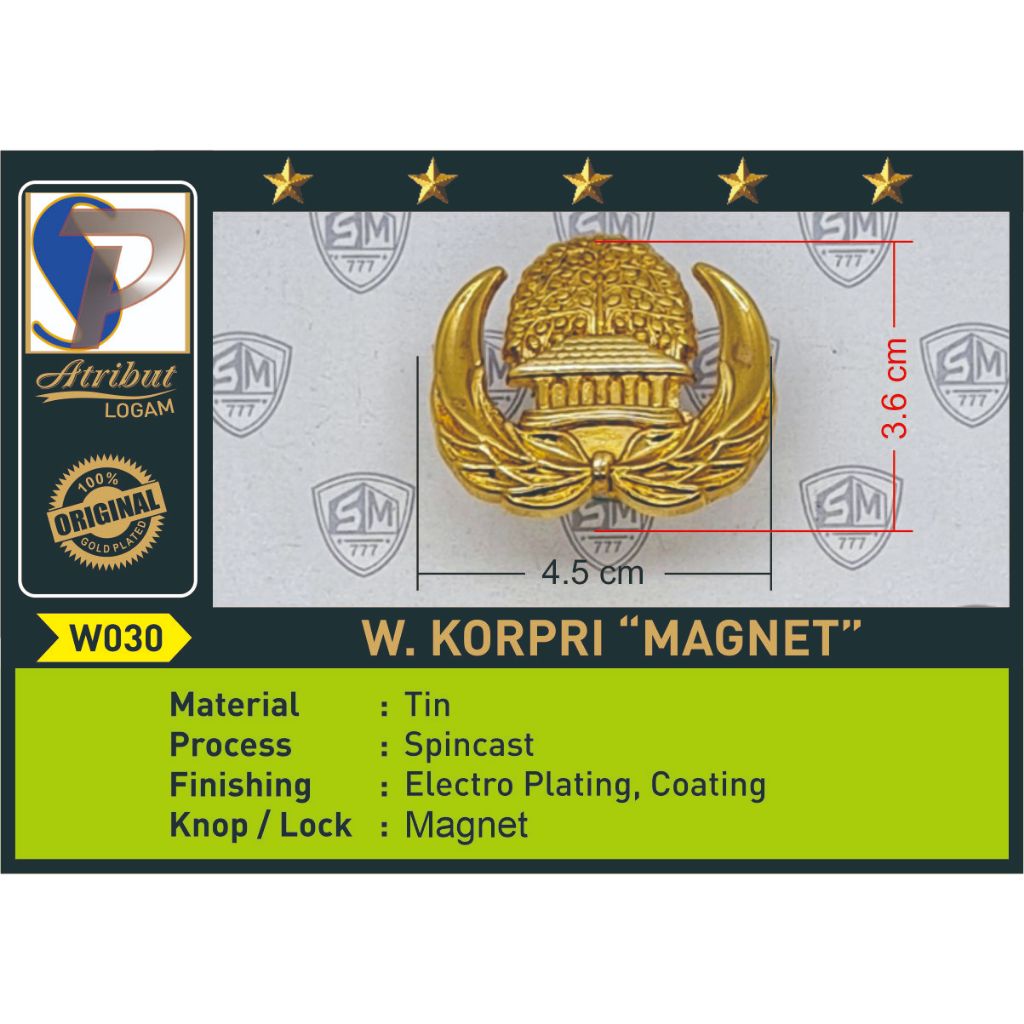 PIN BREVET LENCANA WING KORPRI ASN MAGNET