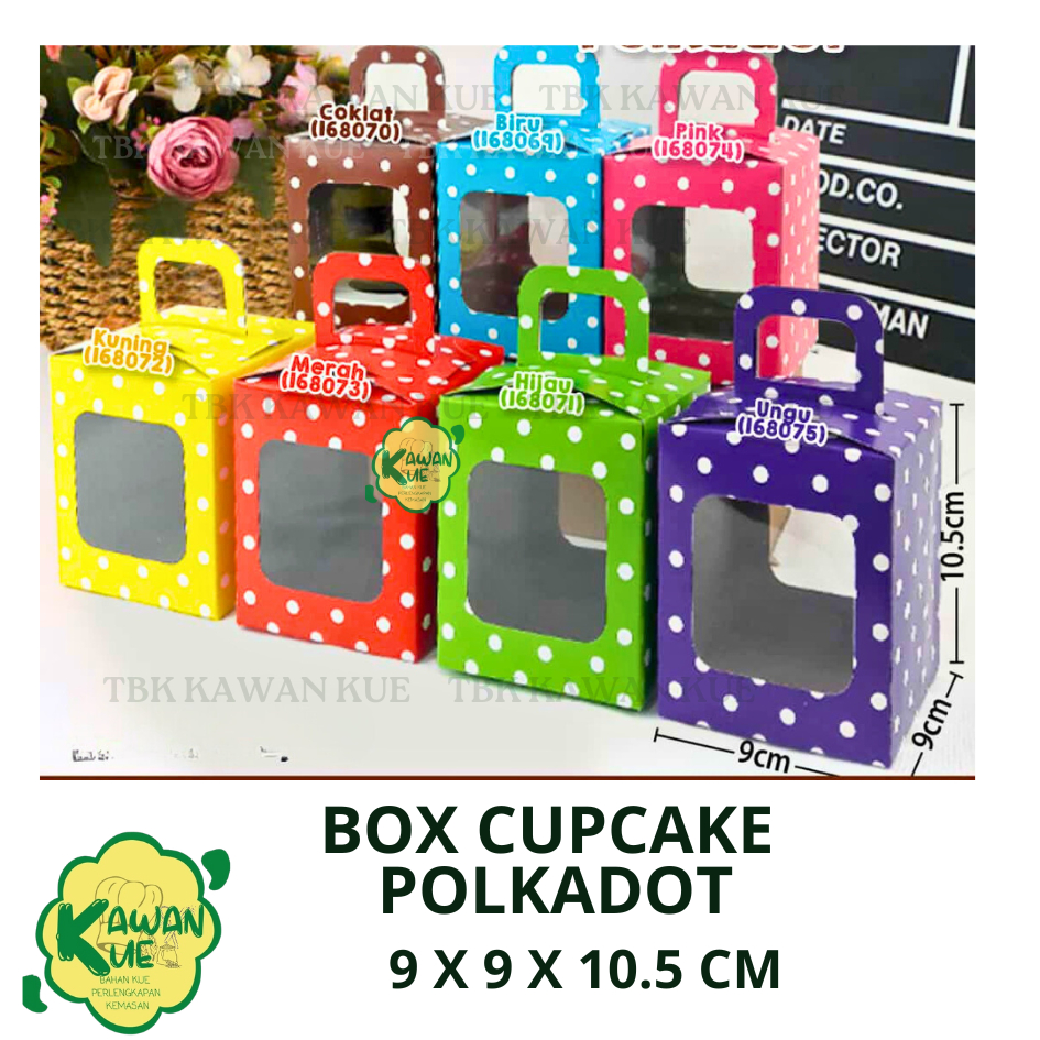 

Box Cupcake Polkadot / Dus Cup Cake / Box Muffin Ukuran 9 x 9 x 10,5 cm