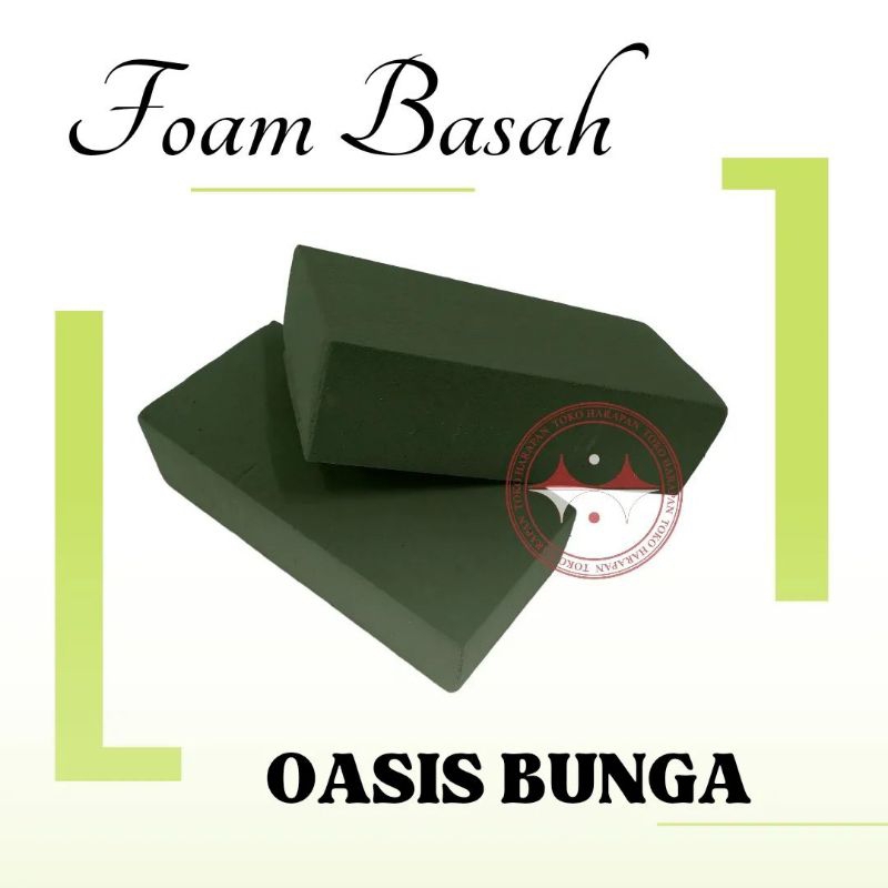Oasis Hijau WET Di Jual 1 Pcs Oasis Basah Floral  Foam Bunga Busa Gabus Kembang Hiasan Vas Bunga Foa