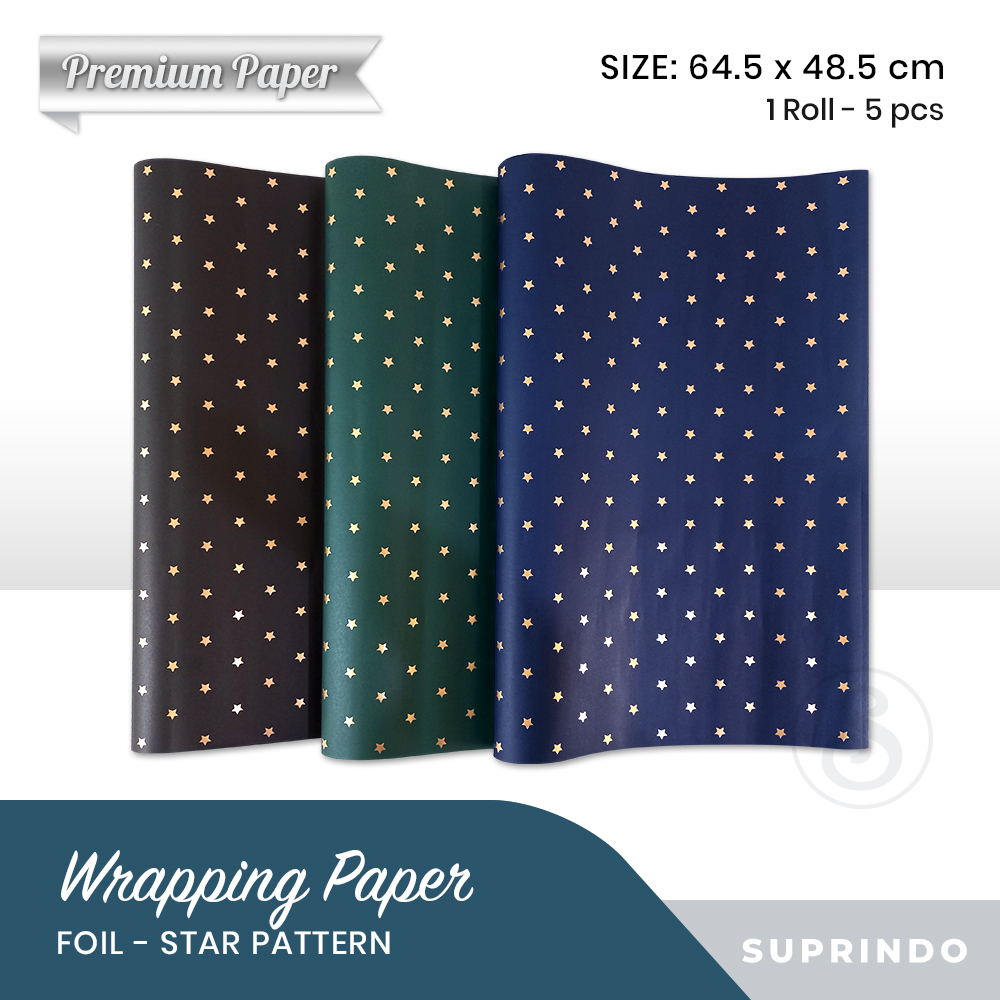 

(5 Lembar) Premium Kertas Kado Foil BINTANG