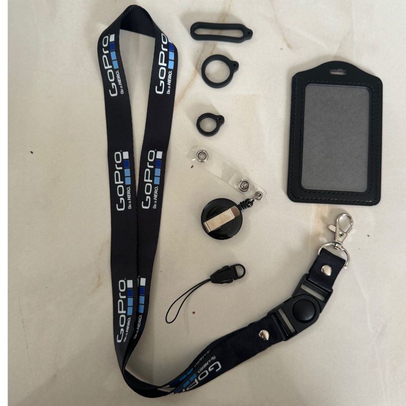 

Tali Lanyard GoPro - Gantungan ID Card lanyard printing Go Pro plus karet pod 13mm 20mm 40mm yoyo card holder hitam