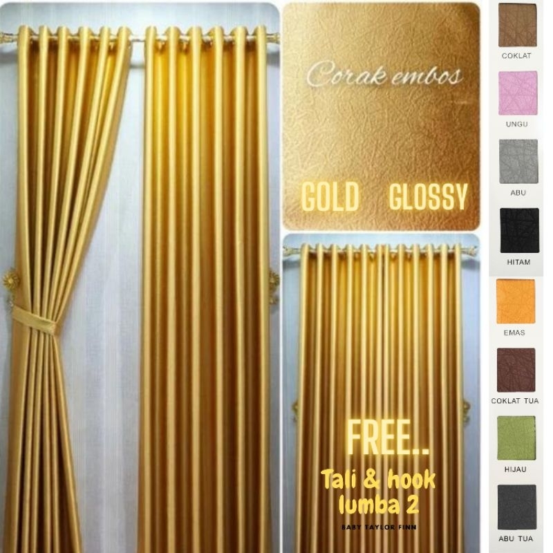Gorden Model LUBANG SMOKRING Warna Emas / Gold Untuk Gorden Jendela Dan Gorden Pintu Bahan Kain Blackout Premium