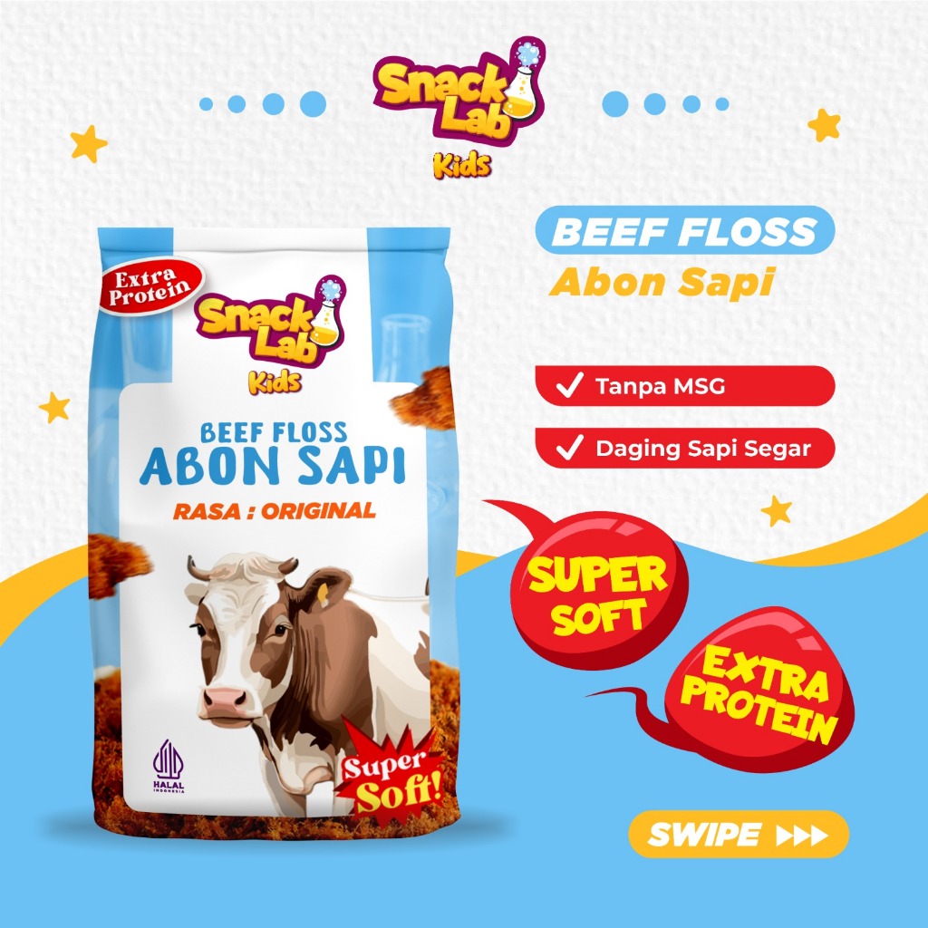 

[Snack lab] Abon Sapi Snack lab Soft Rasa Original - Cemilan Camilan Anak Bayi Kids