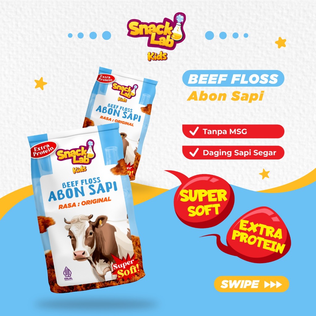 

[Snack lab] 2 Pack Abon Sapi Soft Rasa Original - Cemilan Camilan Anak Bayi Kids