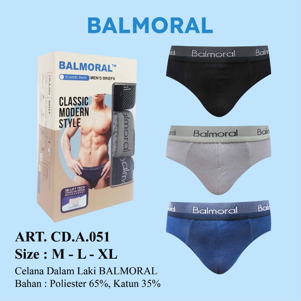 Balmoral Original Men's Briefs (Celana Dalam Pria) ART. CD.A.051 - - Bahan Polyester/Katun - - Size 