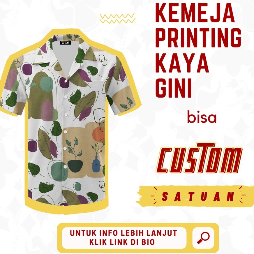 Kemeja Printing Custom - Kemeja Surfing Custom - Bahan Wolfis
